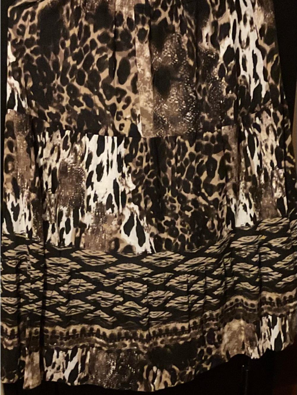 Laura Scott Brown Black Cream Animal Print A-Line Skirt